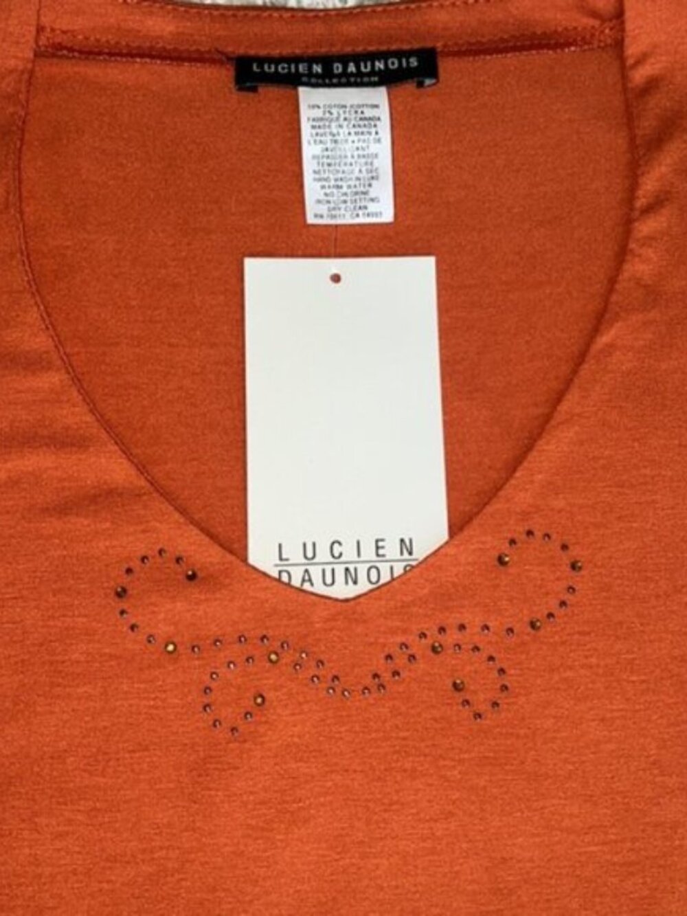 Burnt-Orange V-neck Sleeveless Blouse - Picture 10 of 10
